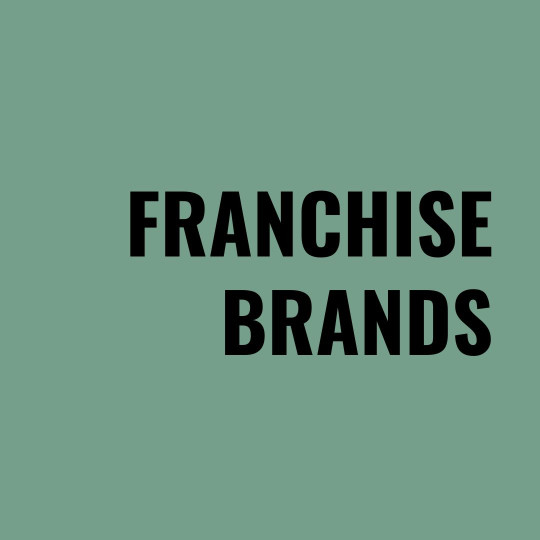 Salbeigrüne Kachel mit der Aufschrift "Franchise Brands", Verlinkung auf die Franchise Brands-Unterseite.